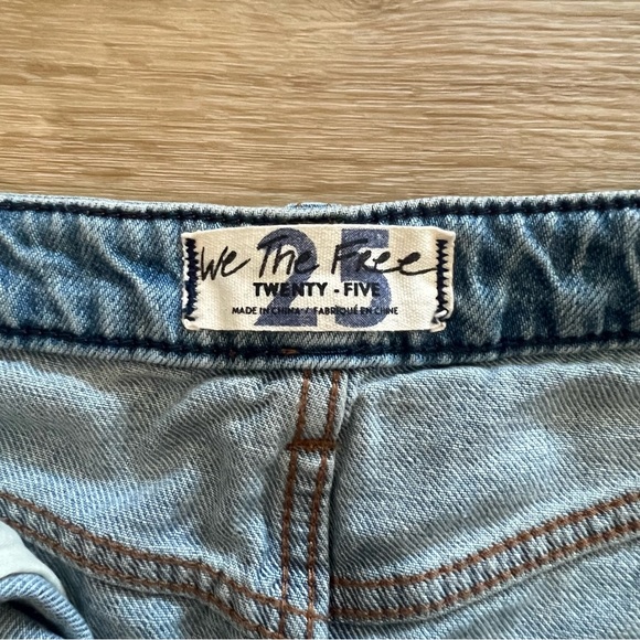 Free People Denim A-Line Light Wash Cutoff Mini Skirt - Picture 3 of 4